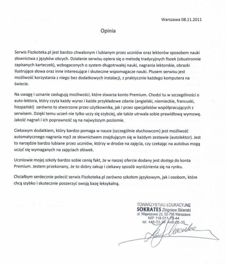 opinia o serwisie